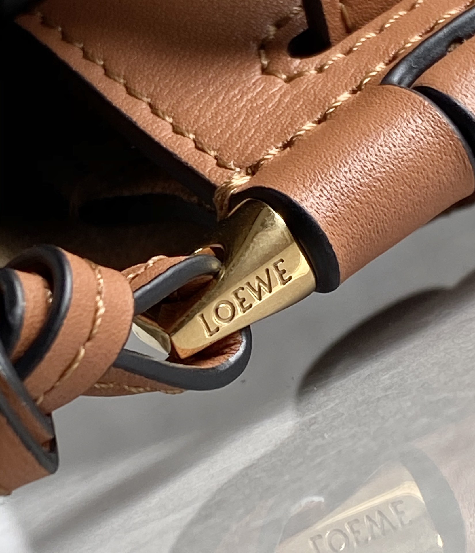 Loewe Mini Gate Dual Bag in Soft Calfskin and Jacquard Brown